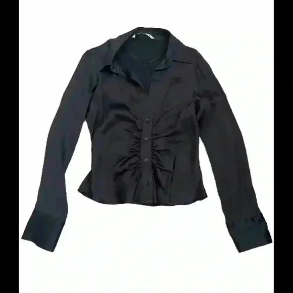 NWOT Zara satin black silk top and pant set - Picture 2 of 7